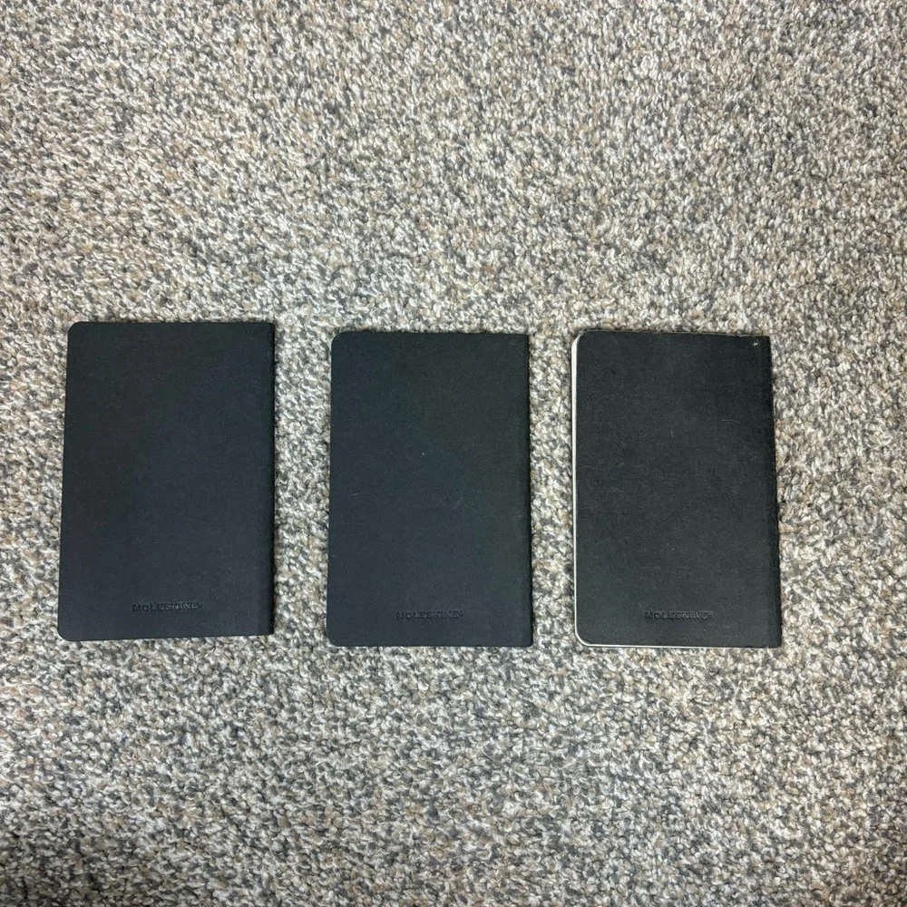 Lot of 3 small black lined moleskin 30 page notebooks